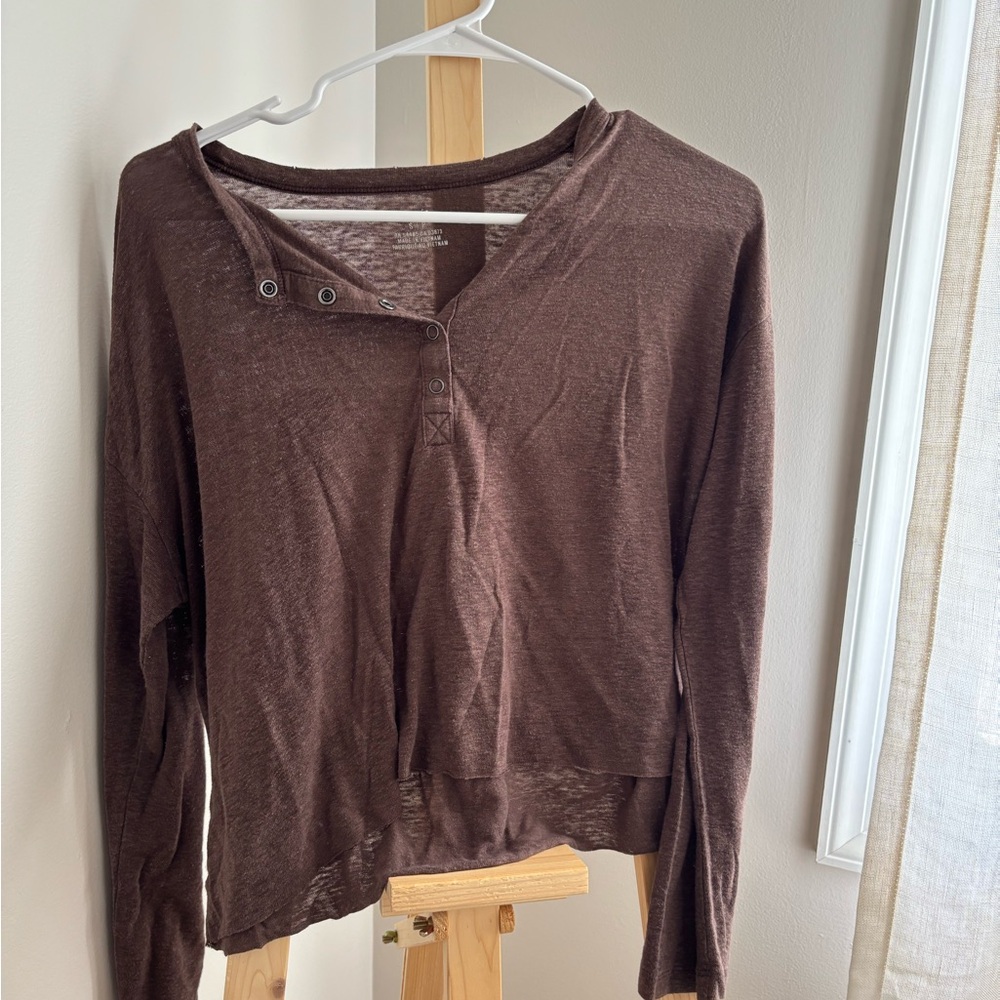 Aerie Brown Crop Shirt